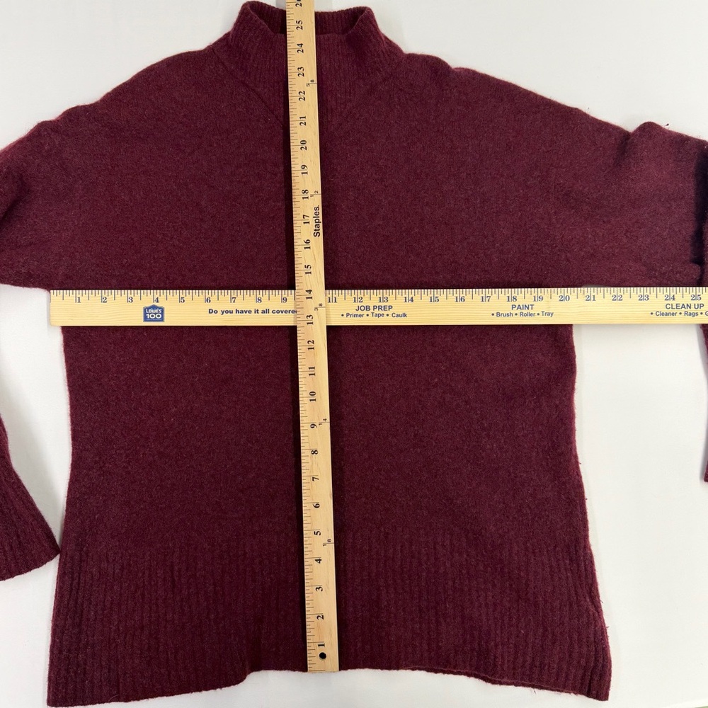 Everlane Cozy Stretch Pullover Burgundy Mock Neck Wool Blend Sweater Size Small - Picture 6 of 13